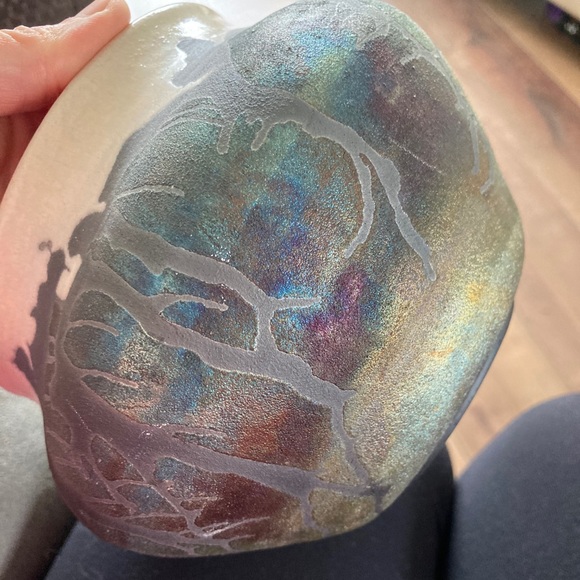 Vintage Raku Iridescent Wide Mouth Ceramic Vase - Picture 3 of 8